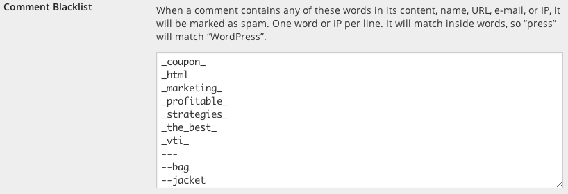 WordPress Comment Blacklist